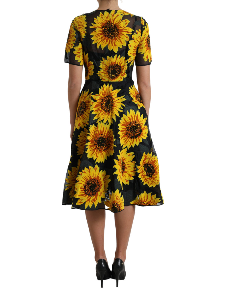Dolce & Gabbana Summery Sunflower A-Line Midi Women's Dress