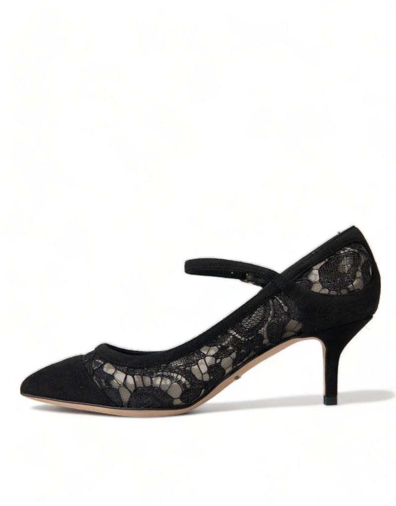 Dolce & Gabbana Elegant Black Taormina Lace Women's Heels