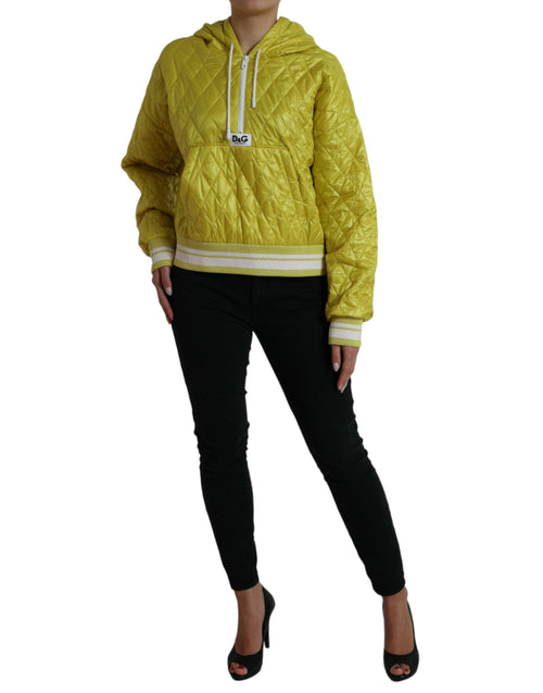 Dolce & Gabbana Yellow Nylon Quilted Hooded Pullover Women's Jacket