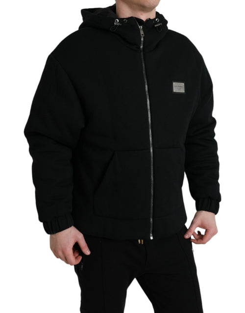 Dolce & Gabbana Elegant Black Bomber Jacket with Men's Hood