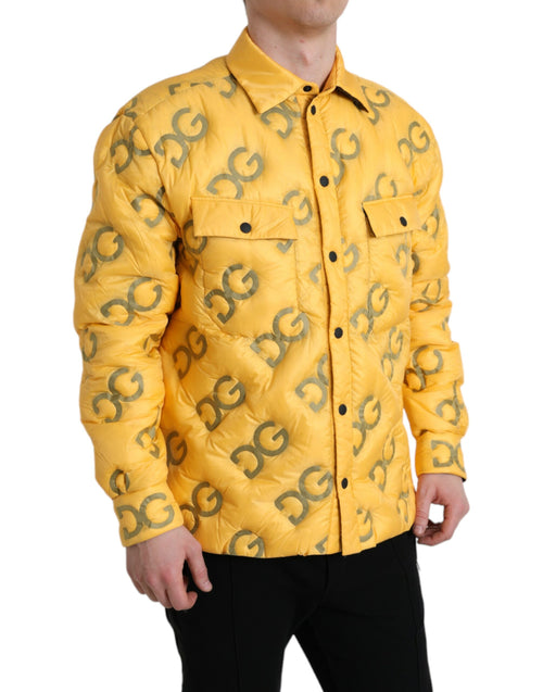 Dolce & Gabbana Yellow Logo Padded Buttoned Blouson Men's Jacket