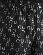 Dolce & Gabbana Black Horseshoe Print Silk Men's Pants