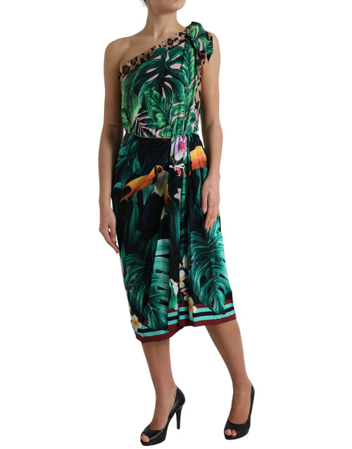 Dolce & Gabbana Tropical Jungle Print One-Shoulder Women's Dress