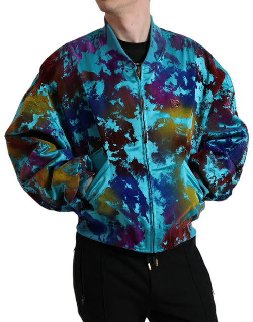 Dolce & Gabbana Multicolor Color Splash Zip Bomber Men's Jacket