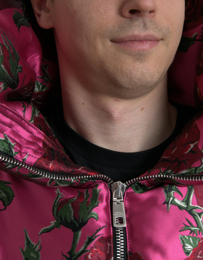 Dolce & Gabbana Elegant Rose Print Quilted Men's Jacket
