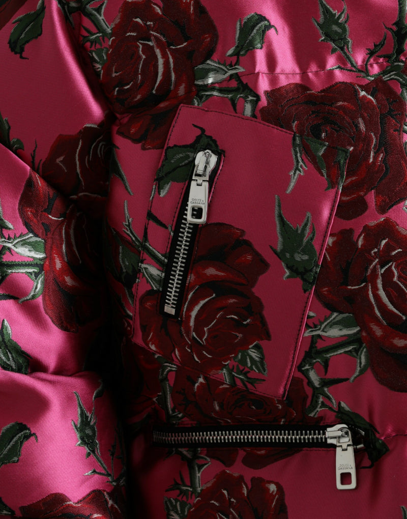 Dolce & Gabbana Elegant Rose Print Quilted Men's Jacket