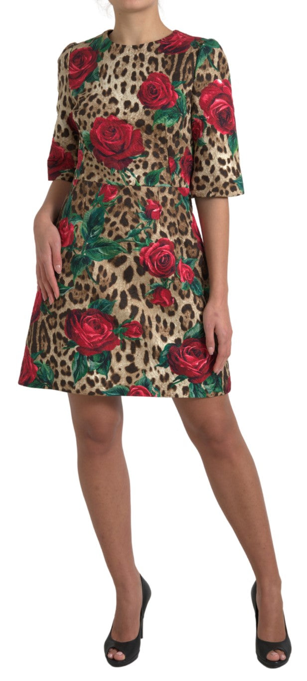 Dolce & Gabbana Floral Leopard Print A-Line Women's Dress
