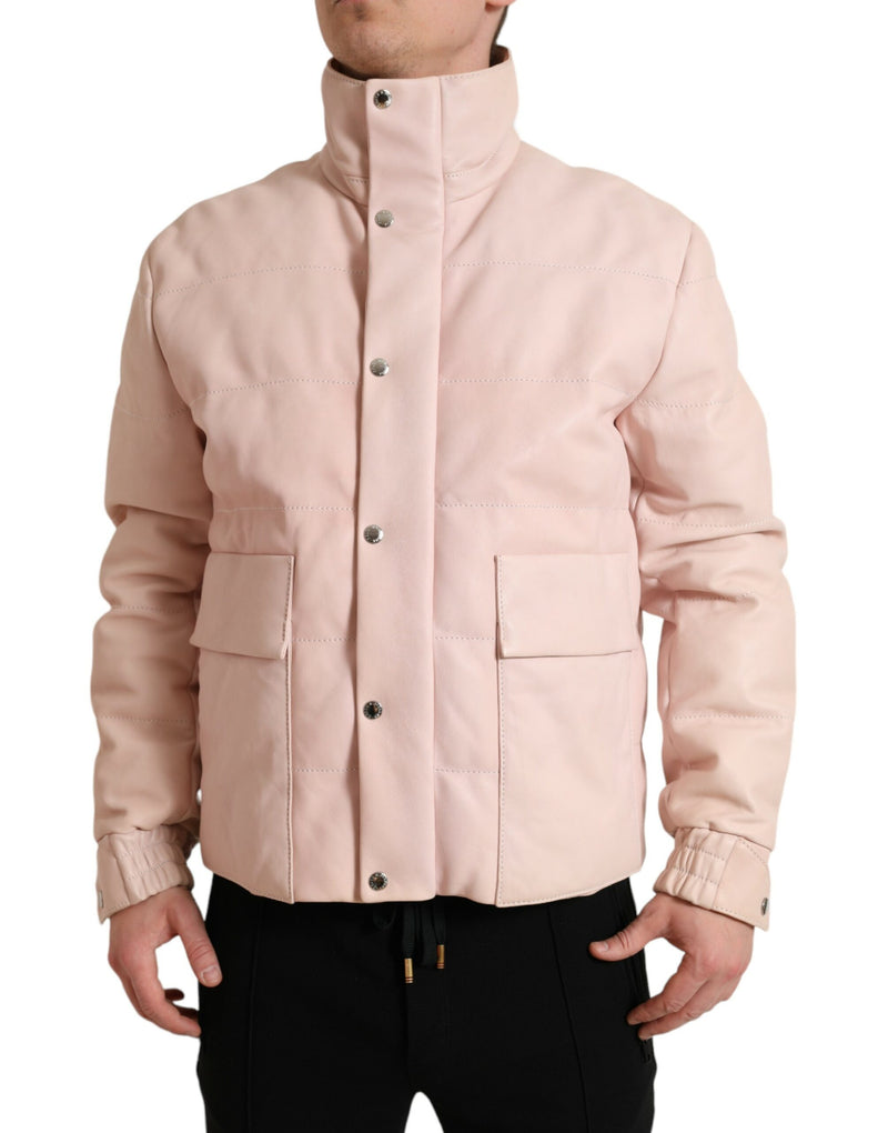 Dolce & Gabbana Chic Pink Puffer Jacket with Sleek Men's Design