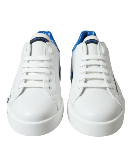 Dolce & Gabbana Elegant White and Blue Low-Top Men's Sneakers
