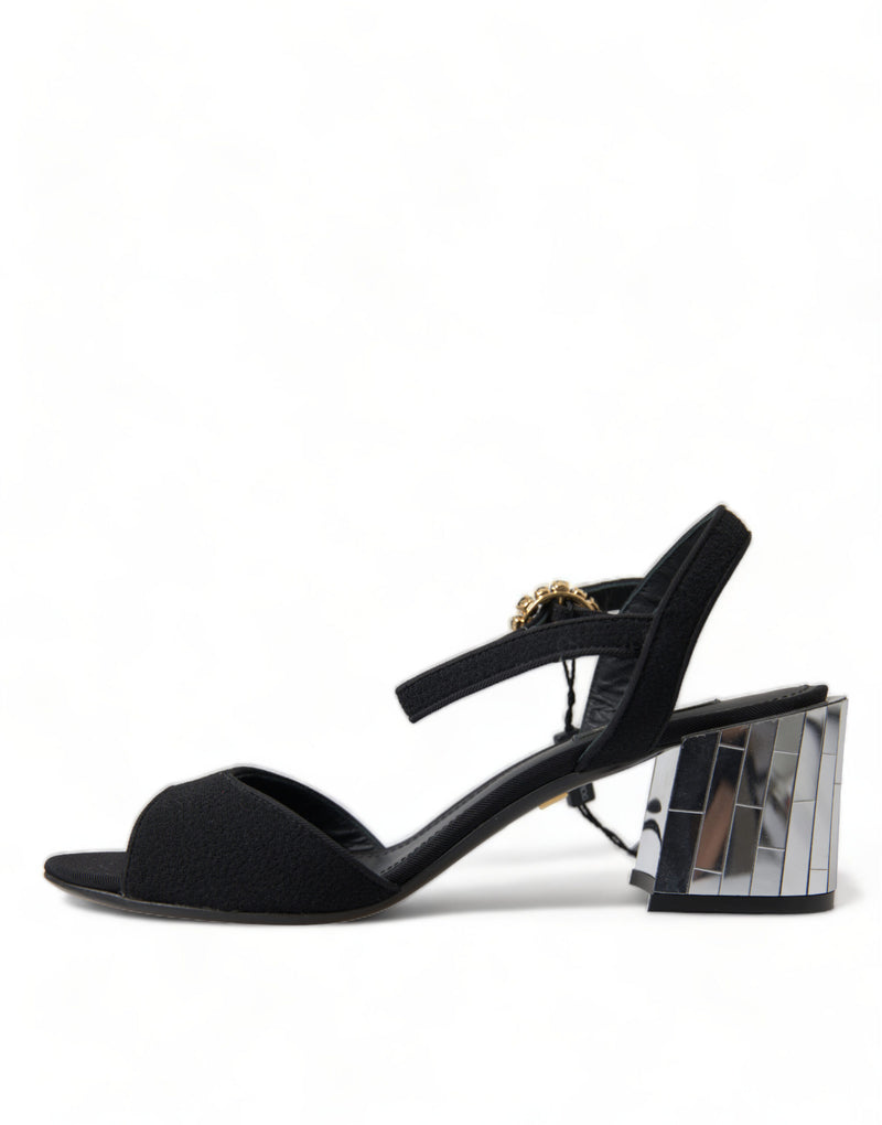 Dolce & Gabbana Elegant Ankle Strap Sandals with Mirror Women's Heels