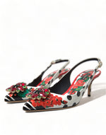 Dolce & Gabbana Chic Multicolor Floral Slingback Heels with Women's Crystals