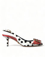 Dolce & Gabbana Chic Multicolor Floral Slingback Heels with Women's Crystals