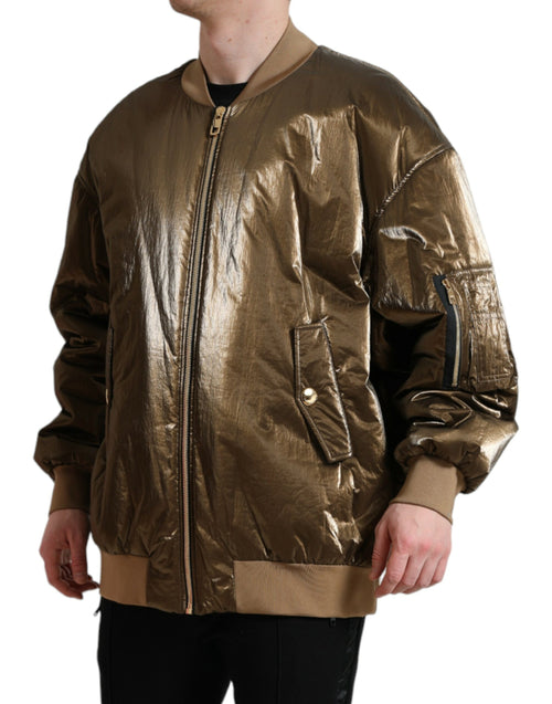 Dolce & Gabbana Elegant Bronze Bomber Men's Jacket