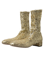 Dolce & Gabbana Elegant Mid Calf Gold Boots Exclusive Women's Design