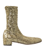 Dolce & Gabbana Elegant Mid Calf Gold Boots Exclusive Women's Design