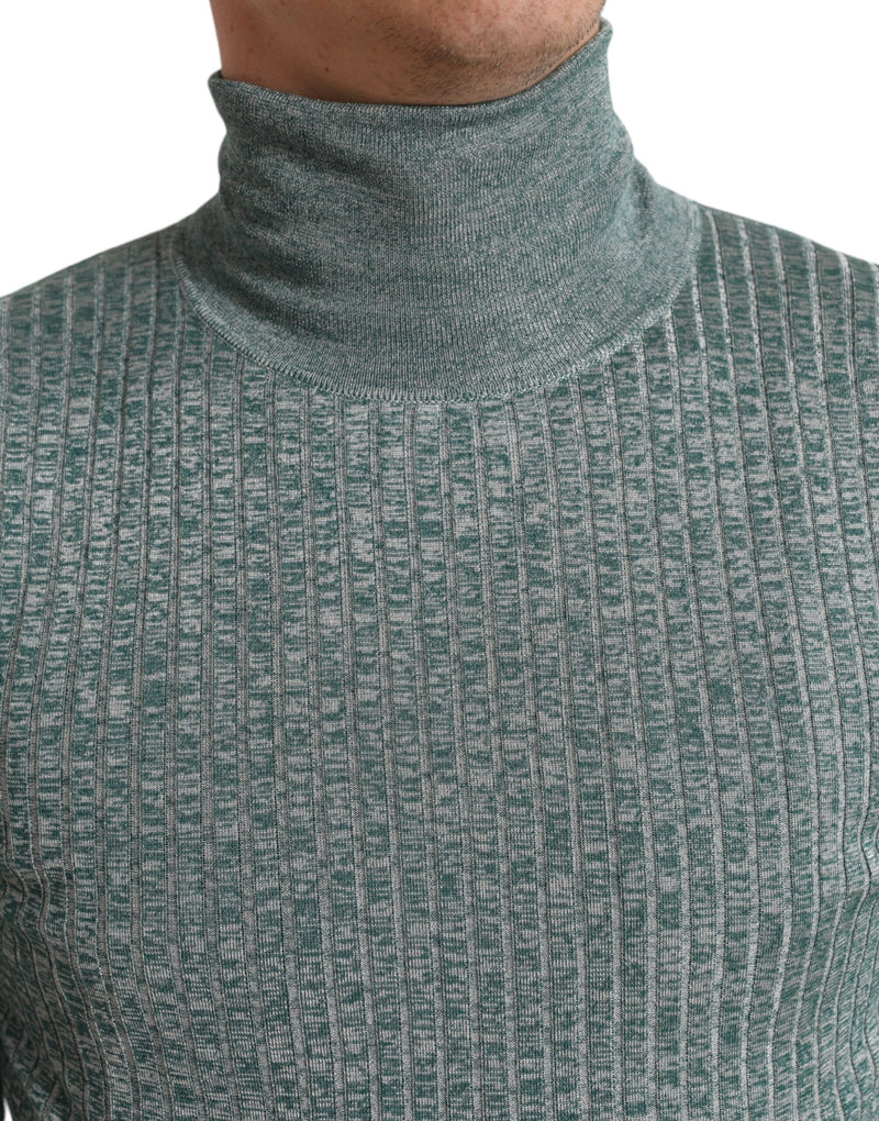 Dolce & Gabbana Elegant Green Turtleneck Pullover Men's Sweater