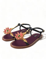 Dolce & Gabbana Elegant Crystal-Adorned Flat Women's Sandals