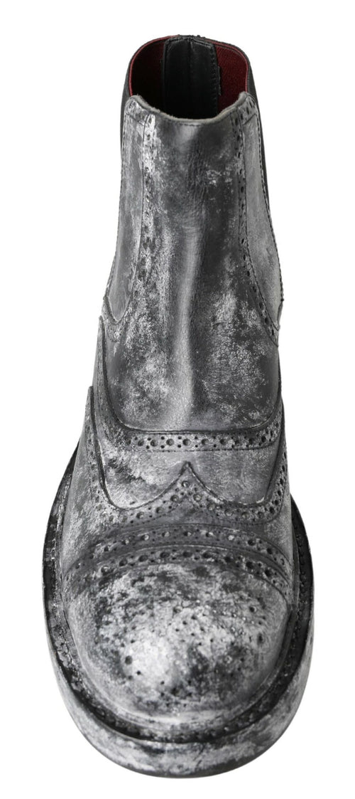 Dolce & Gabbana Elegant Black Faded Chelsea Ankle Men's Boots