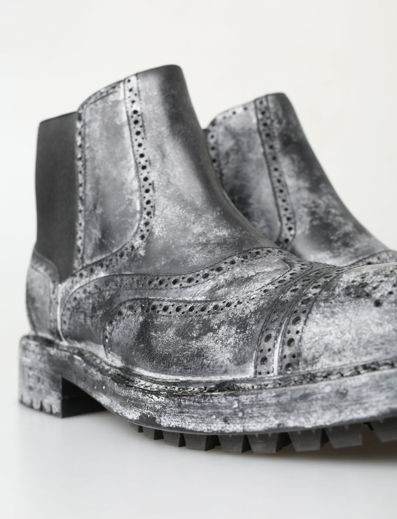 Dolce & Gabbana Elegant Black Faded Chelsea Ankle Men's Boots