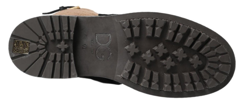 Dolce & Gabbana Black Shearling Leather Long Men's Boots