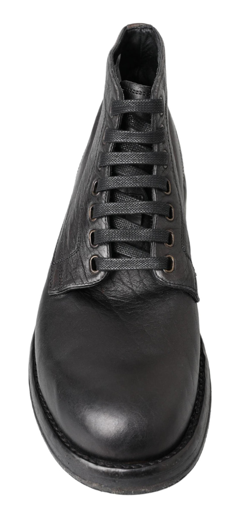 Dolce & Gabbana Equisite Black Lace-Up Leather Men's Boots