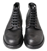 Dolce & Gabbana Equisite Black Lace-Up Leather Men's Boots