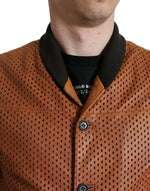 Dolce & Gabbana Elegant Leather Perforated Bomber Men's Jacket