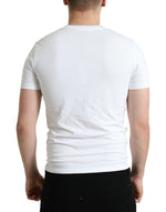 Stylish Dolce & Gabbana White Logo Print Cotton Men's T-shirt