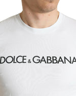 Dolce & Gabbana White Logo Print Cotton Men's T-shirt - LUX LAIR