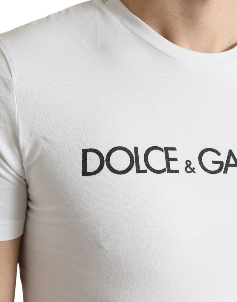 Best Dolce & Gabbana White Logo Print Cotton Men's T-shirt - LUX LAIR