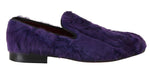 Dolce & Gabbana Purple Sheep Fur Leather Women's Loafers