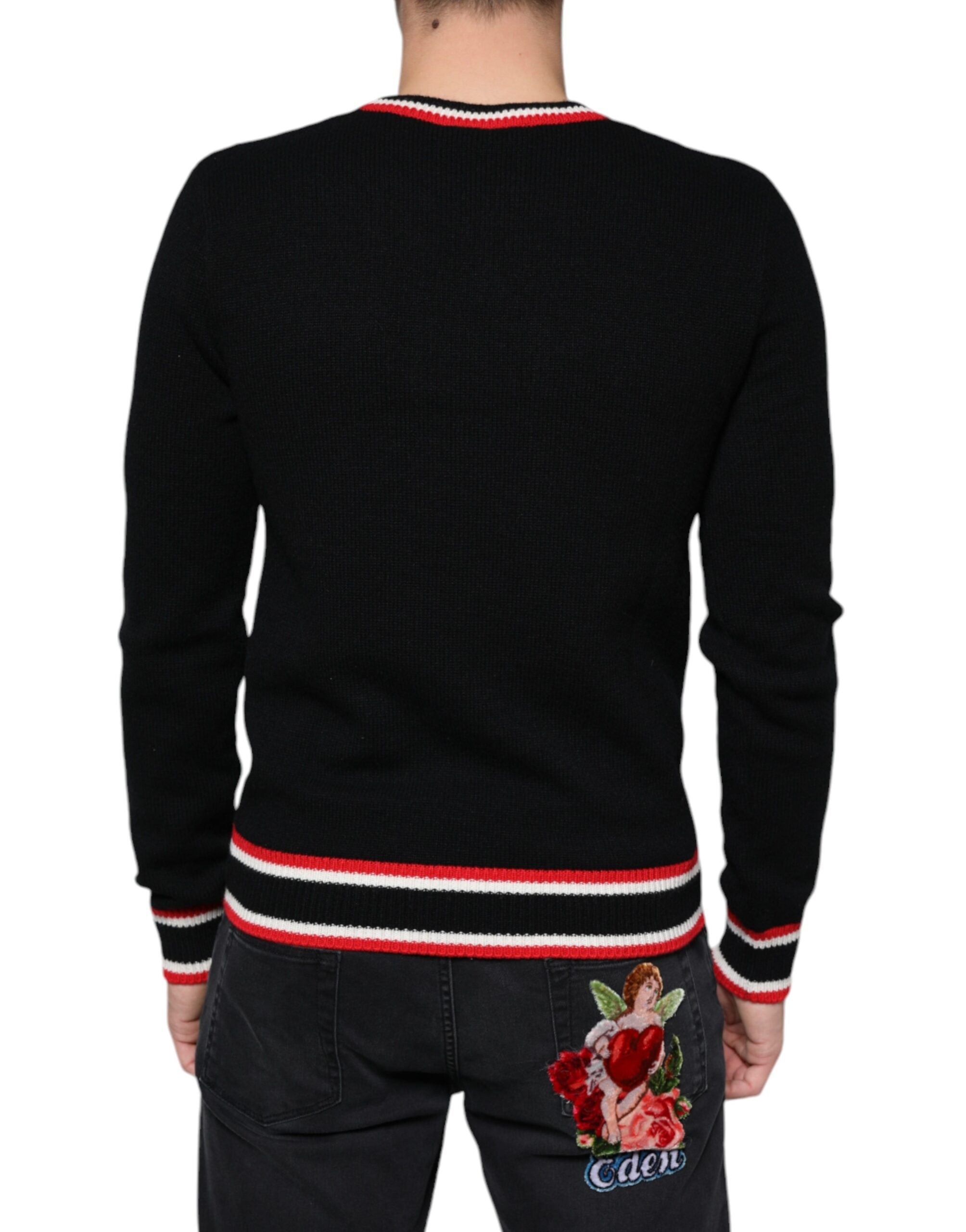Dolce & Gabbana Black Cashmere Pig of the Year Pullover Men's Sweater