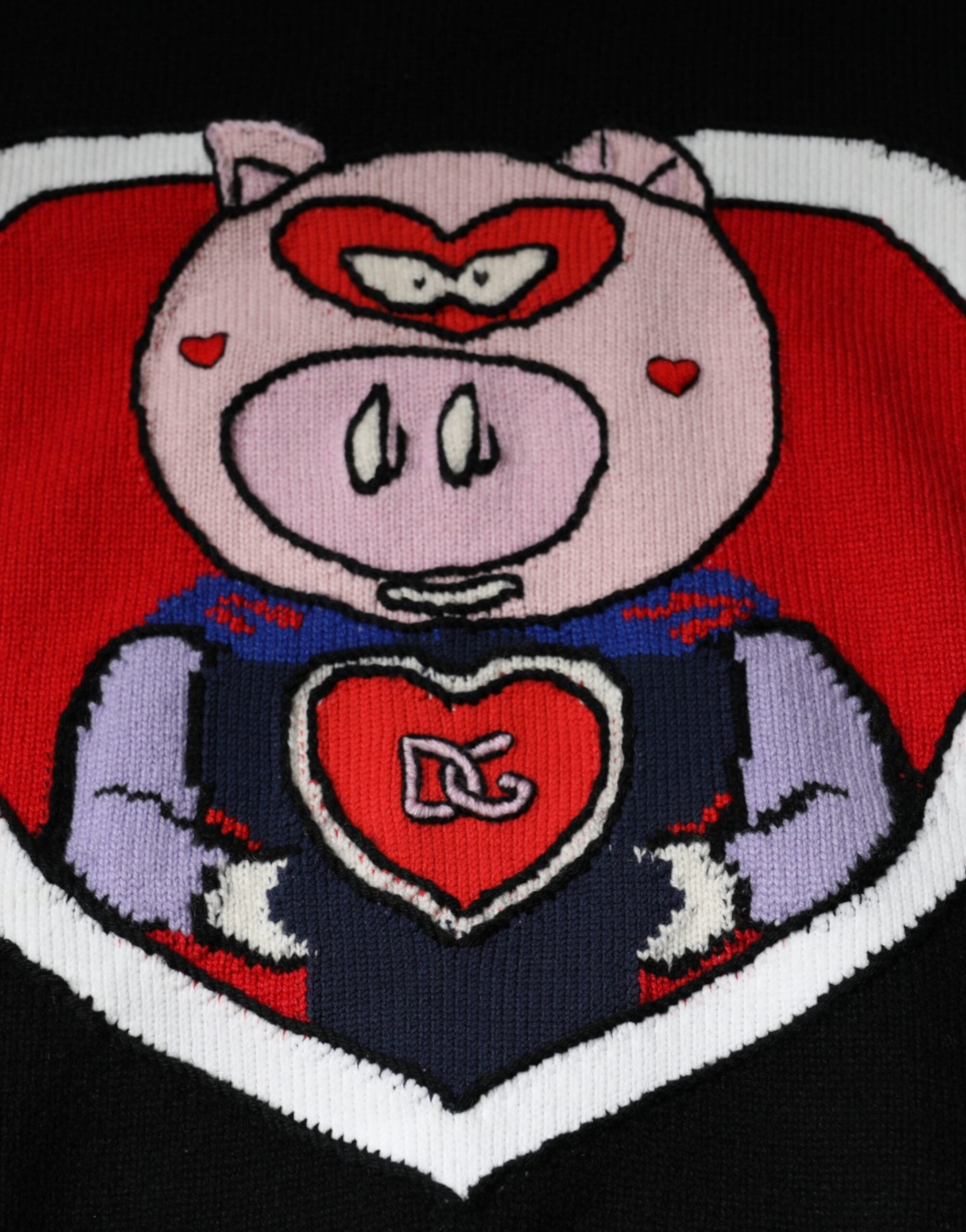 Dolce & Gabbana Black Cashmere Pig of the Year Pullover Men's Sweater