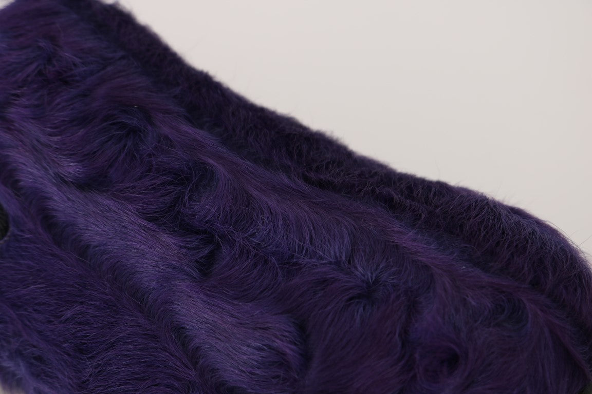 Dolce & Gabbana Purple Sheep Fur Leather Women's Loafers