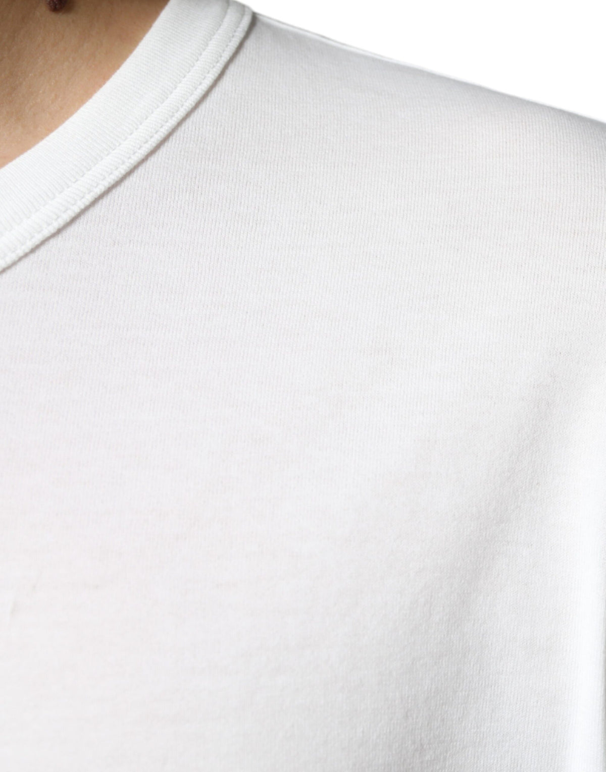 Dolce & Gabbana White Logo Embossed Cotton Crewneck Men's T-shirt (Pre-Owned)