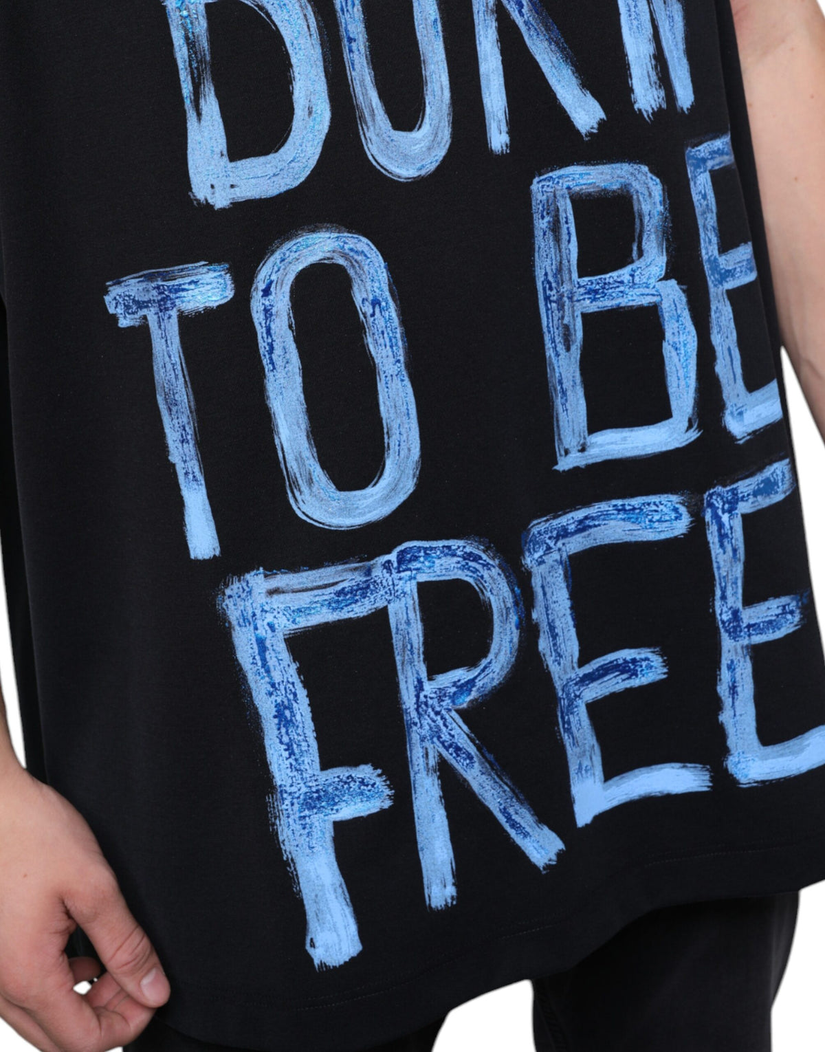 Dolce & Gabbana Black Cotton Born To Be Free Sleeveless Men's T-shirt