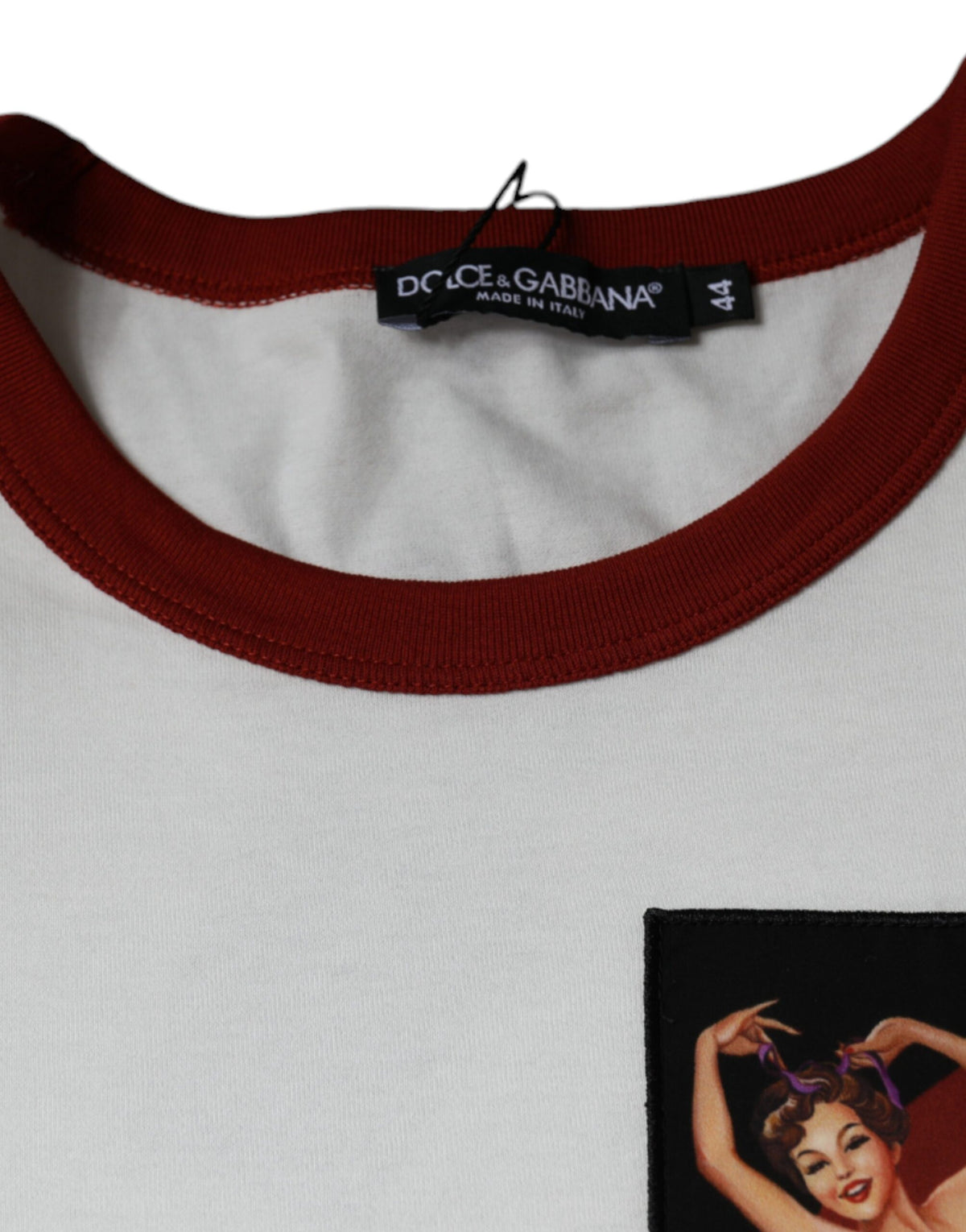 Dolce & Gabbana White Graphic Print Cotton Crew Neck Men's T-shirt (Pre-Owned)