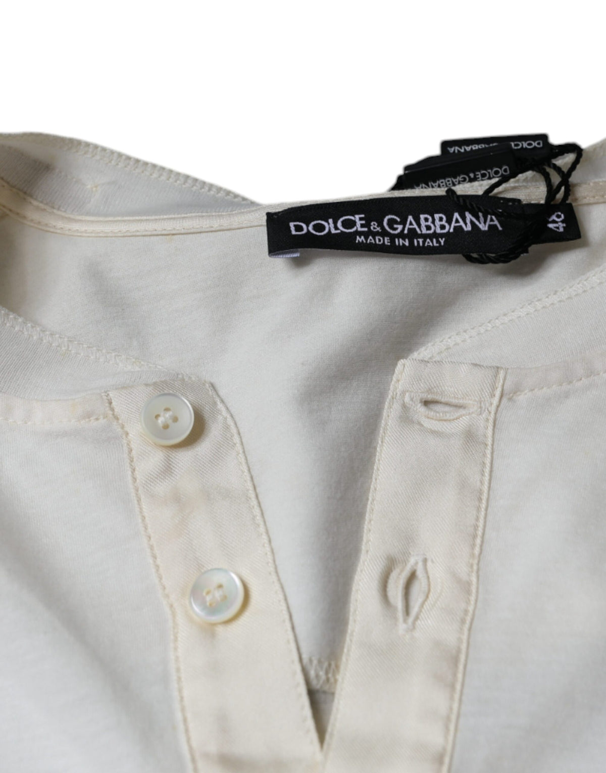 Dolce & Gabbana Off White Cotton Short Sleeves Men's T-shirt