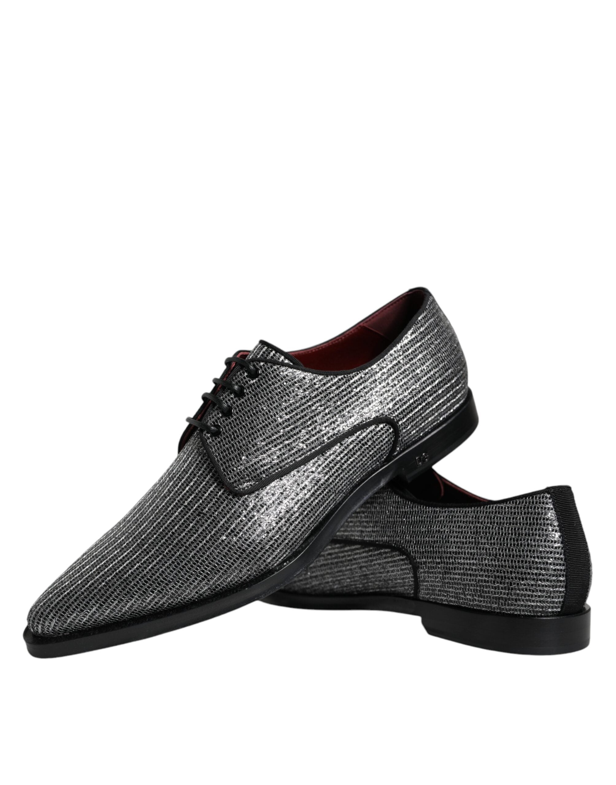 Dolce & Gabbana Silver Polyurethane Derby Formal Dress Men's Shoes