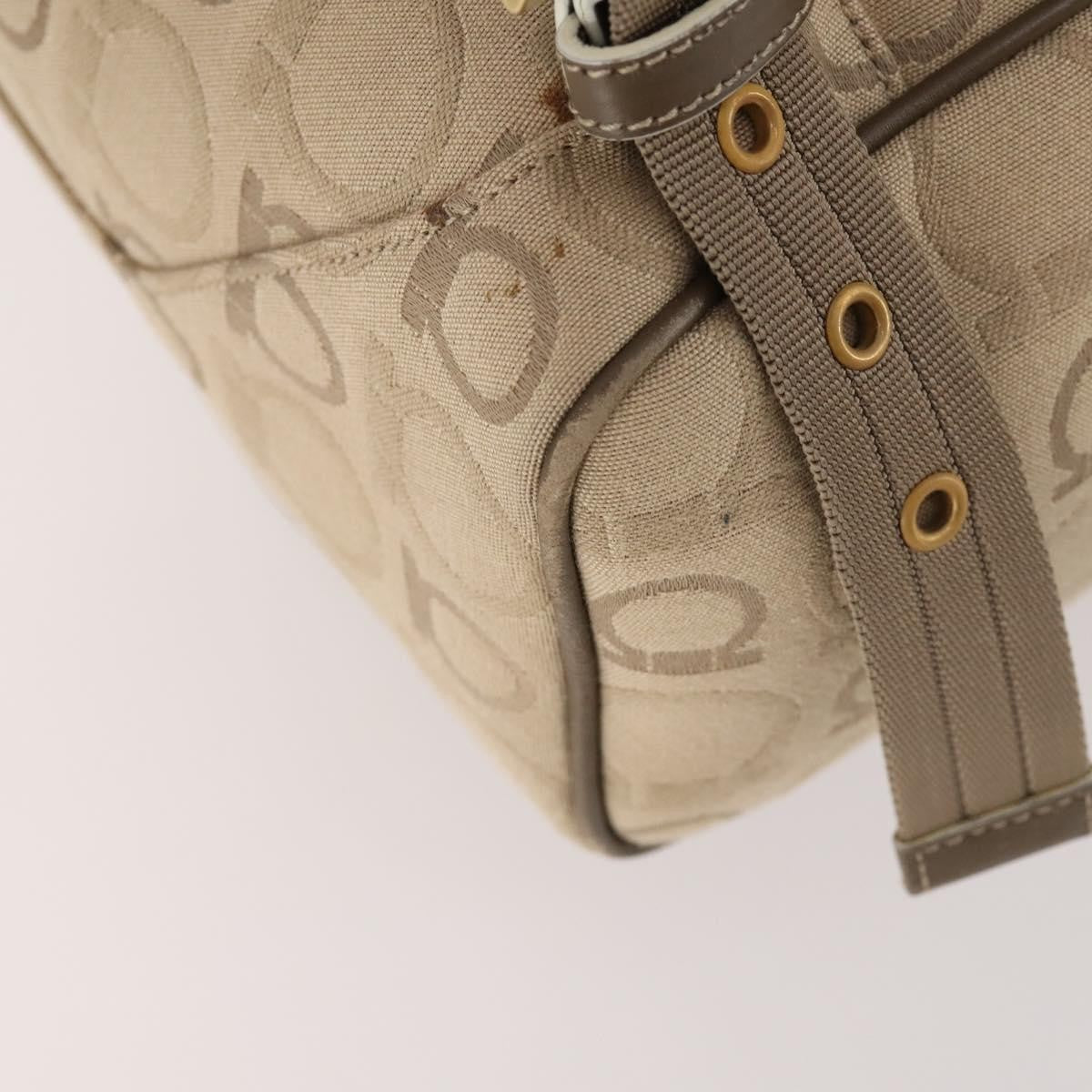 Salvatore Ferragamo Gancini Canvas Beige Canvas Backpack Bag (Pre-Owned)