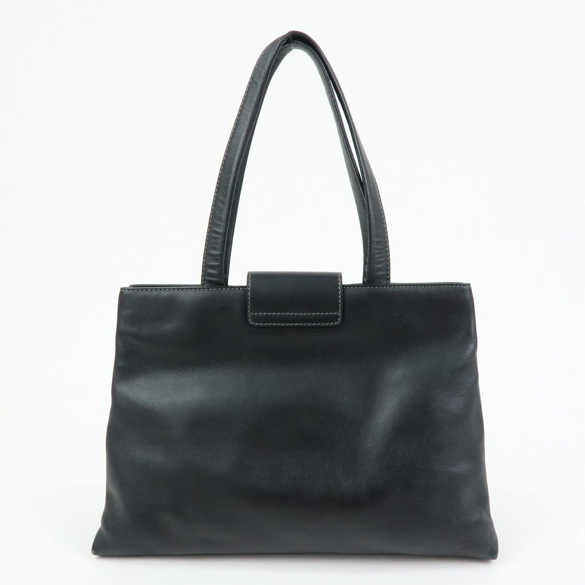 Bvlgari Tote Leather Black Leather Tote Bag Bag (Pre-Owned)