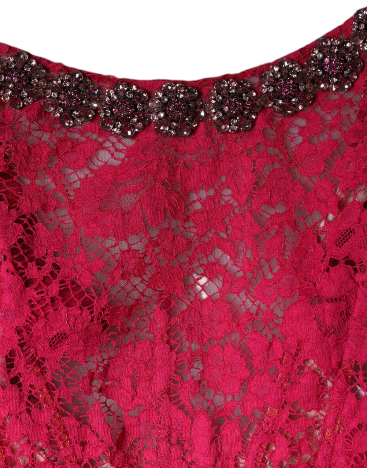 Dolce & Gabbana Pink Lace Crystal Sheath Long Gown Women's Dress
