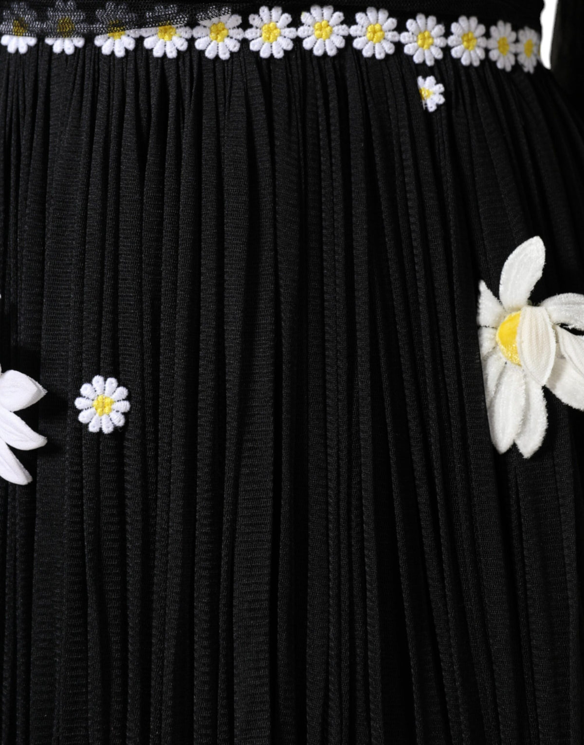 Dolce & Gabbana Black Silk Daisy A-line Long Maxi Women's Dress