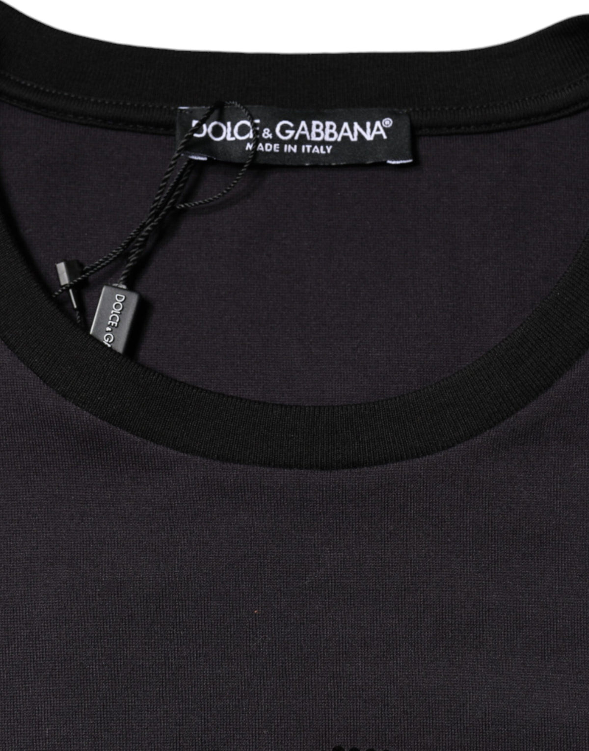 Dolce & Gabbana Black Cotton Logo Print Round Neck Women's T-shirt