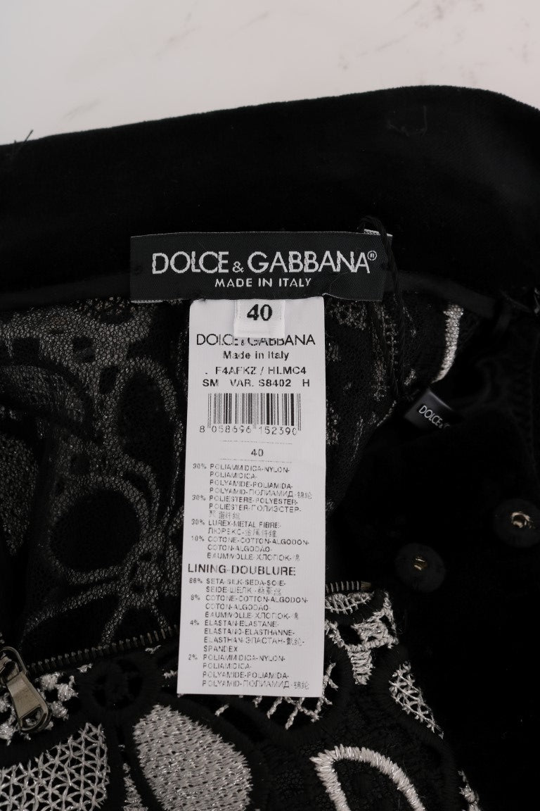 Dolce & Gabbana Elegant Lace Mini Skirt with Crystal Women's Details