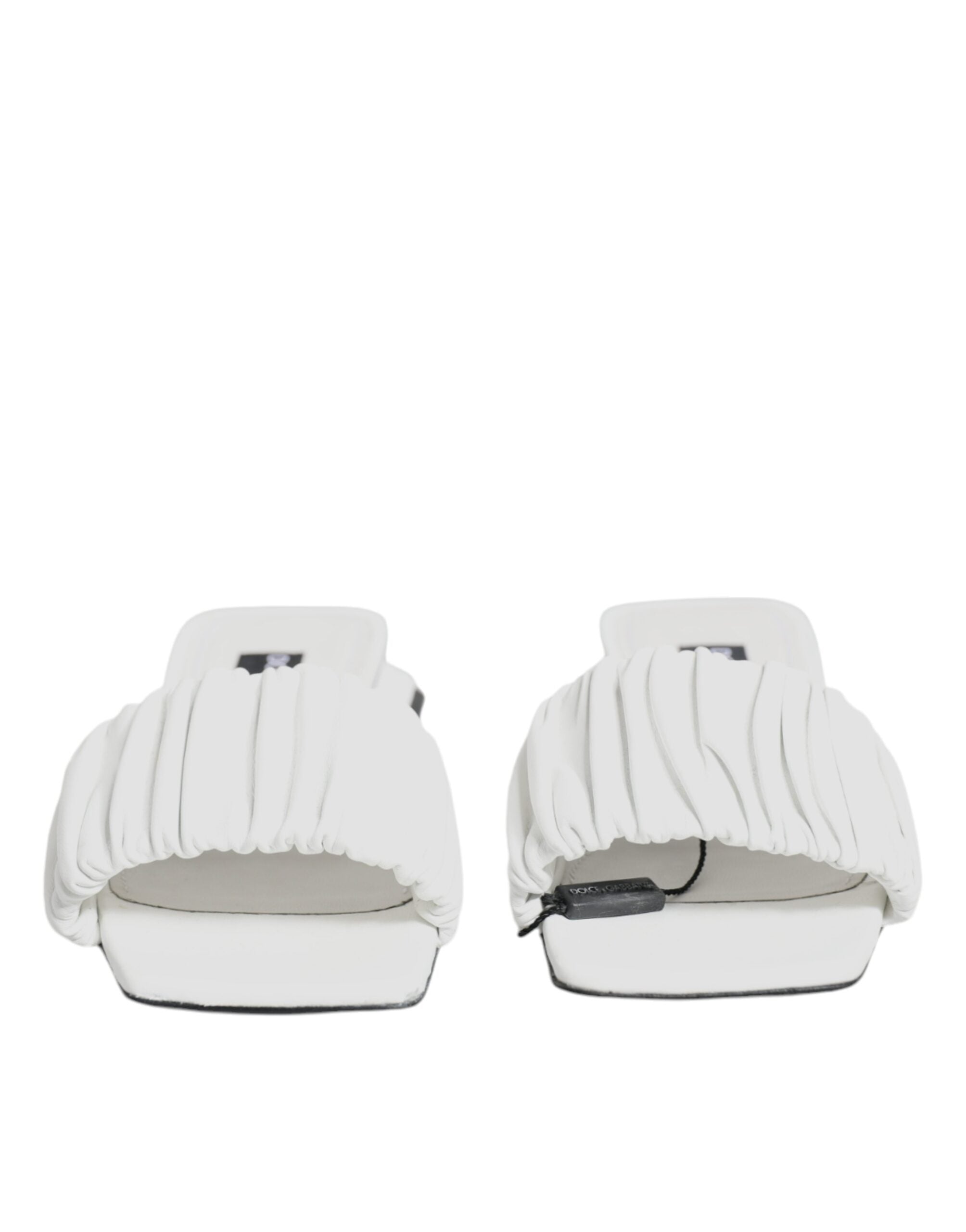 Dolce & Gabbana White Leather Slides Flats Sandals Women's Shoes (Pre-Owned)