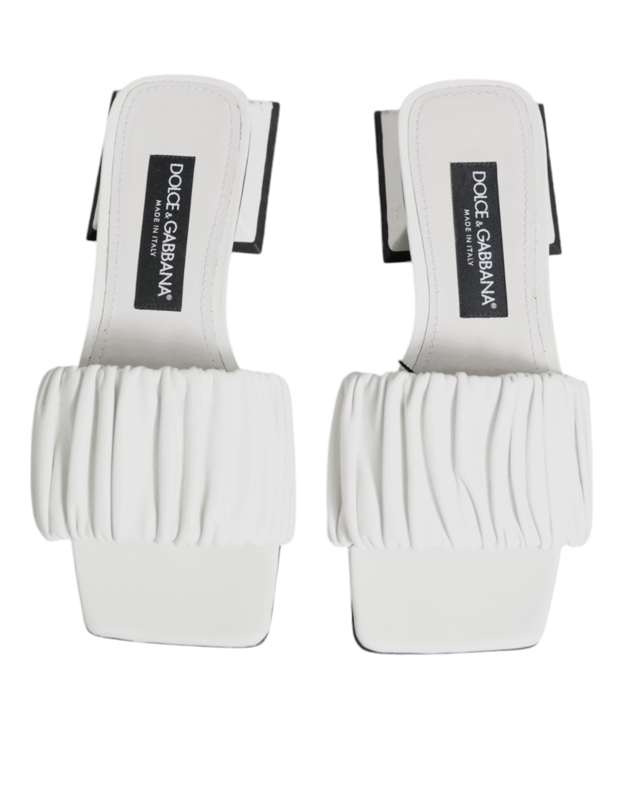 Dolce & Gabbana White Leather Slides Flats Sandals Women's Shoes (Pre-Owned)