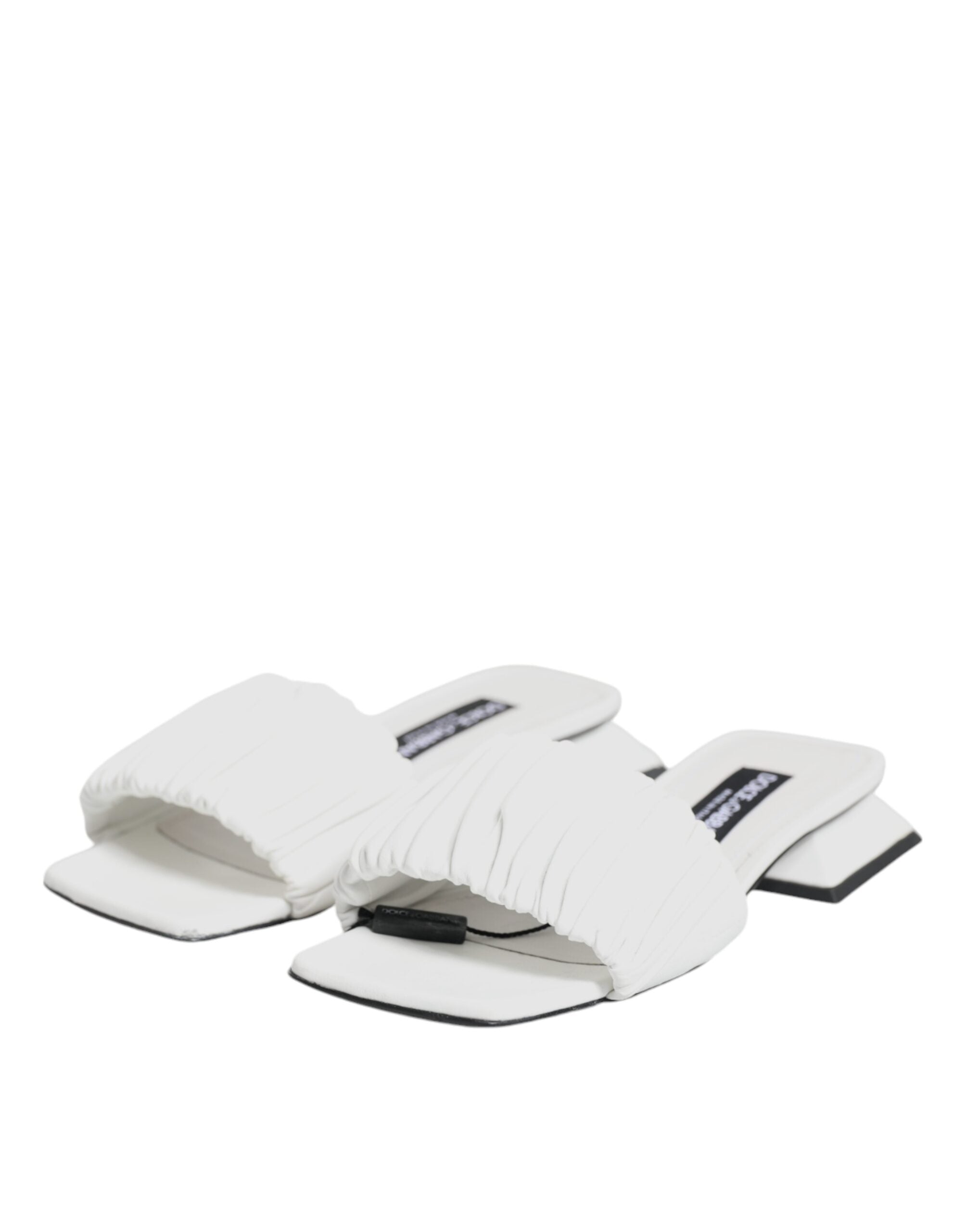 Dolce & Gabbana White Leather Slides Flats Sandals Women's Shoes (Pre-Owned)