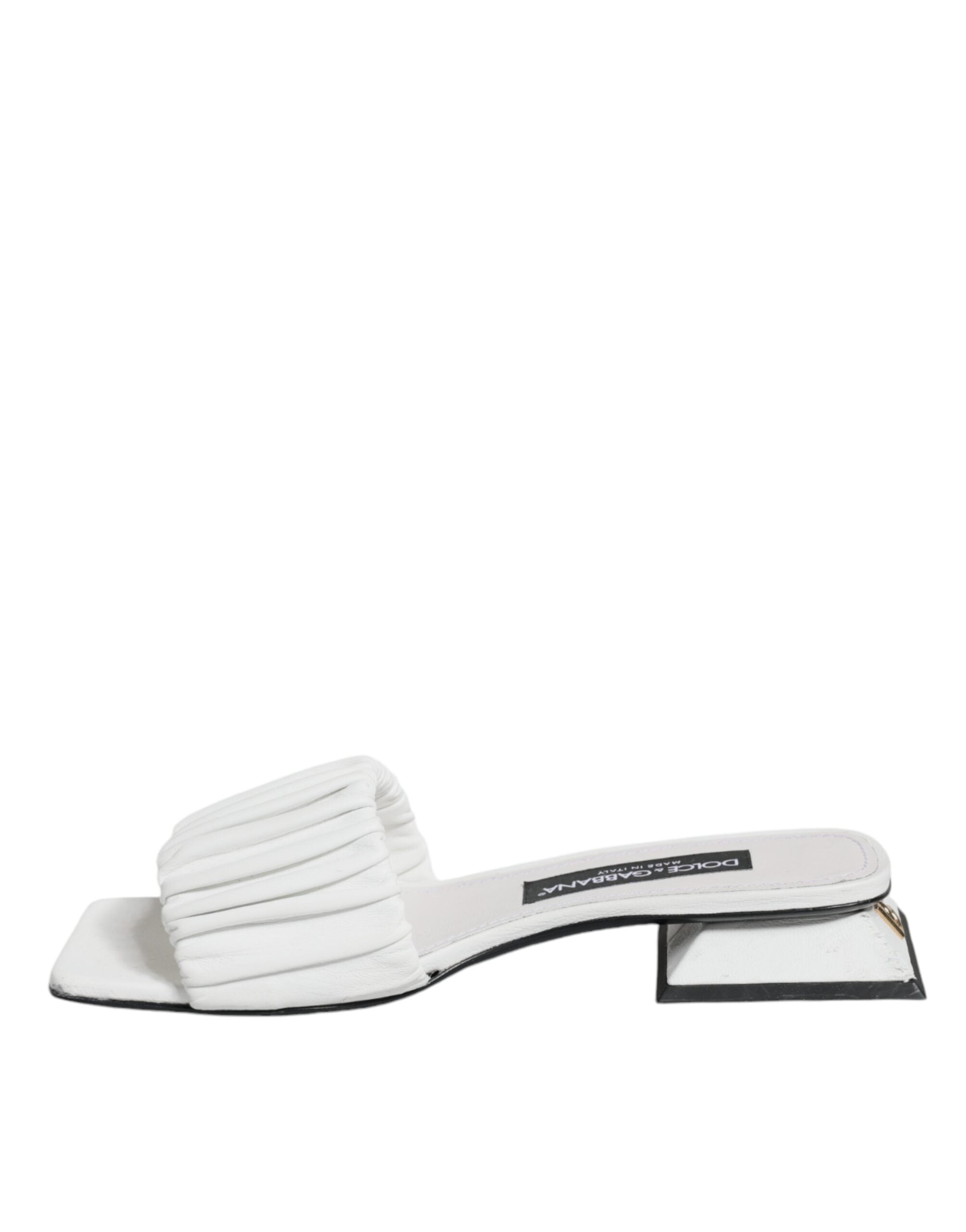 Dolce & Gabbana White Leather Slides Flats Sandals Women's Shoes (Pre-Owned)