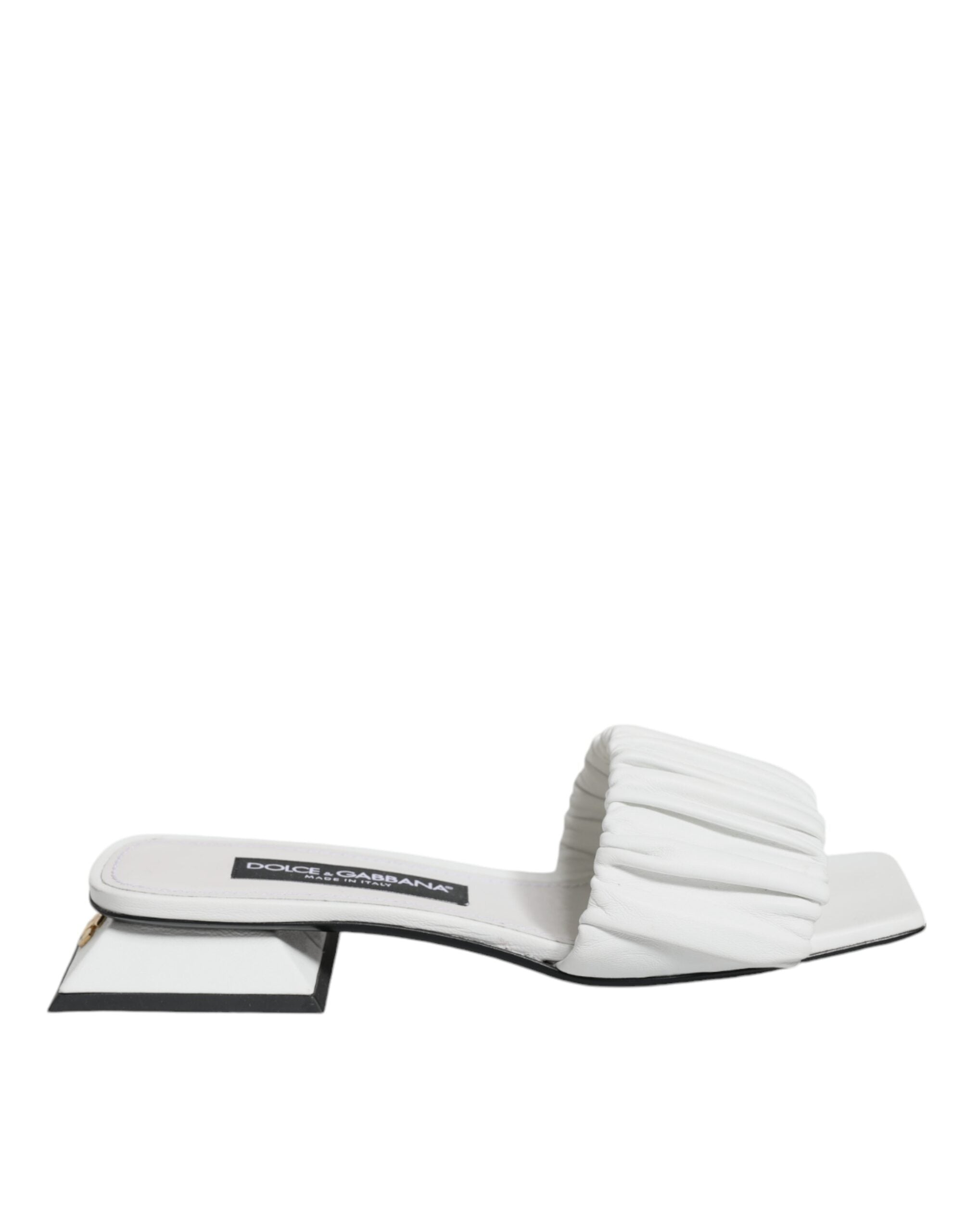 Dolce & Gabbana White Leather Slides Flats Sandals Women's Shoes (Pre-Owned)